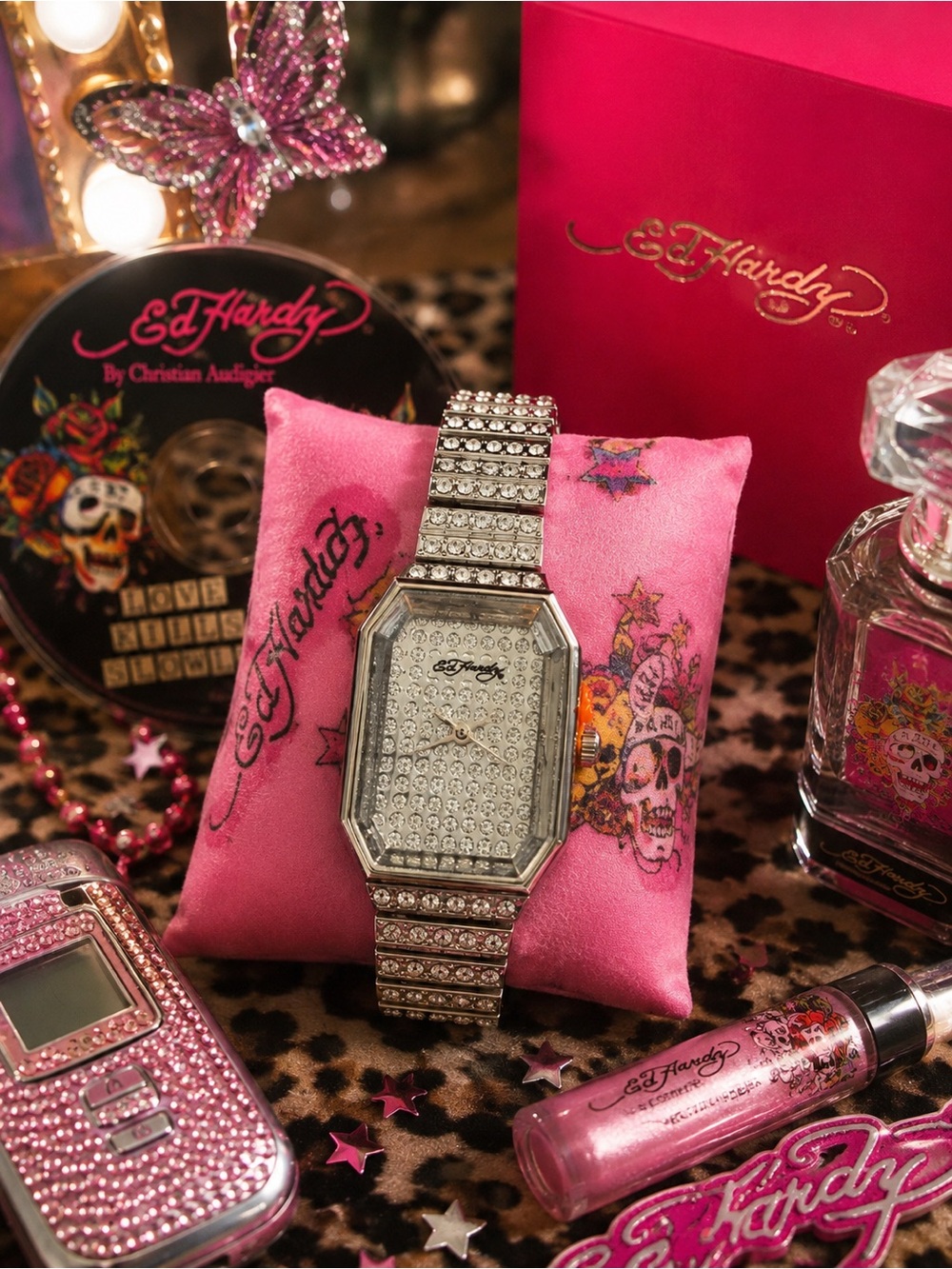 Ed Hardy Rhinestone Watch, NIB